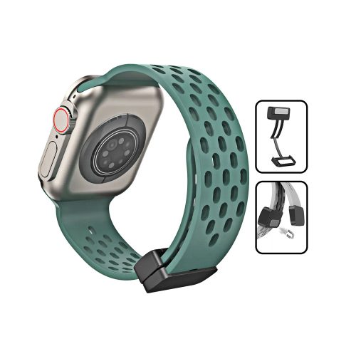 Watch band 22mm. каишка силикон с магнитна закопчалка зелено 10