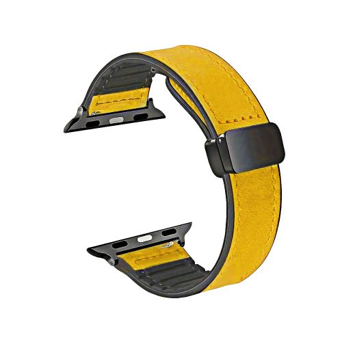 Apple watch 42/44/45/49mm. каишка кожа жълто 10