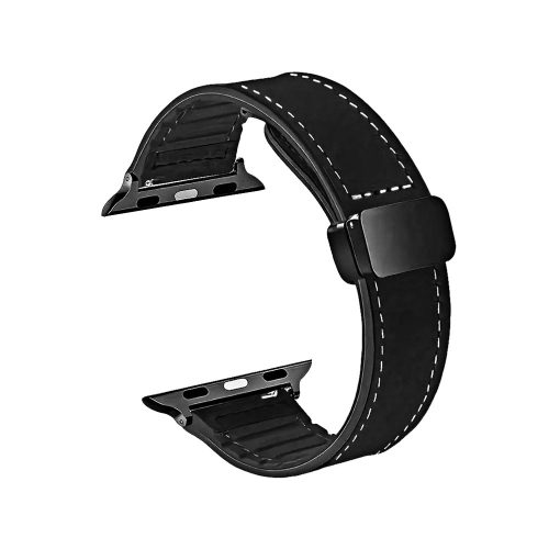 Apple watch 42/44/45/49mm. каишка кожа черно 10