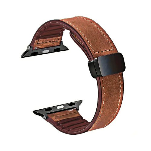 Apple watch 42/44/45/49mm. каишка кожа светло кафяво 10