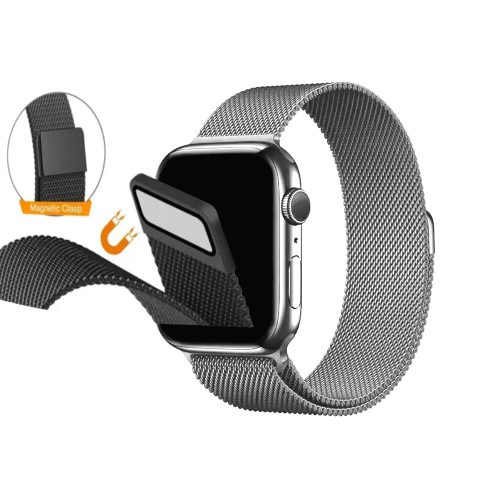 Apple watch 42/44/45/49mm. метална магнитна каишка сребро 10