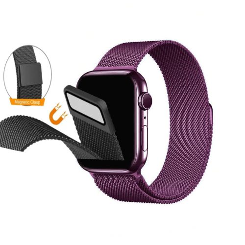 Apple watch 42/44/45/49mm. метална магнитна каишка лилаво 10