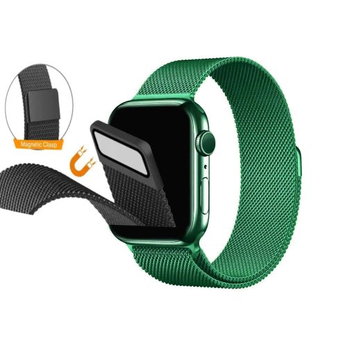 Apple watch 42/44/45/49mm. метална магнитна каишка зелено 10