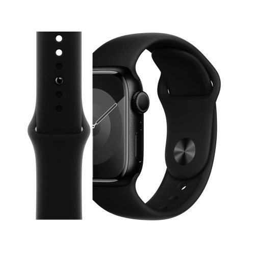 Apple watch 42/44/45/49mm. едноцветна силиконова каишка черно 10