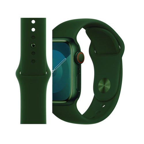 Apple watch 42/44/45/49mm. едноцветна силиконова каишка зелено 10