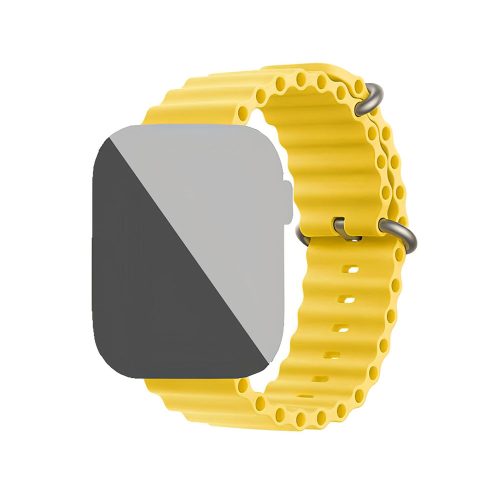 Watch band 22mm. гофрирана силиконова каишка жълто 10