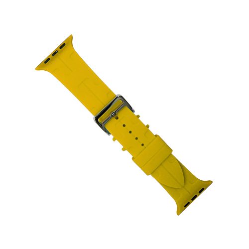 Apple watch 42/44/45/49mm. силиконова каишка с катарама жълто 10