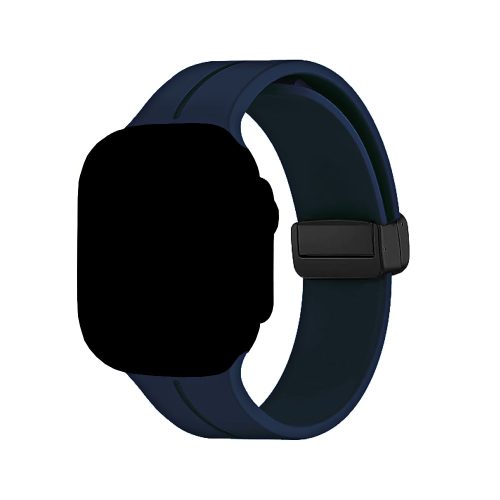 Apple watch 42/44/45/49mm. силиконова каишка с магнит синьо 10
