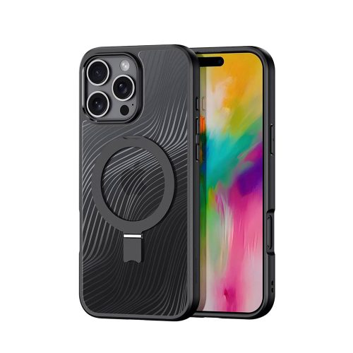 Калъф тип гръб DUX DUCIS AIMO MAGSAFE WITH STAND SERIES за iPhone 16 Pro прозрачен с черно 10