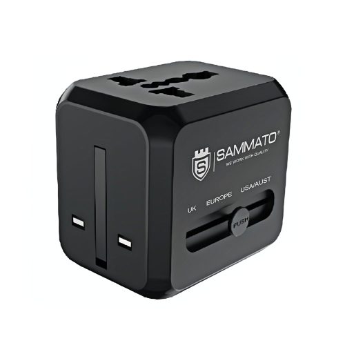 Универсален щепсел адаптер за контакт SAMMATO интернационален 2 USB A/1 USB C 3Amp черен 10