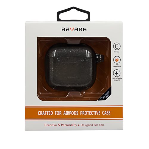 Калъф за AirPods 4 RAVAKA Sparkle Series черен 10